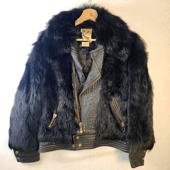 Vintage Rottenberg Frères Fur & Leather Moto Jacket – Made in France – Rare 1960